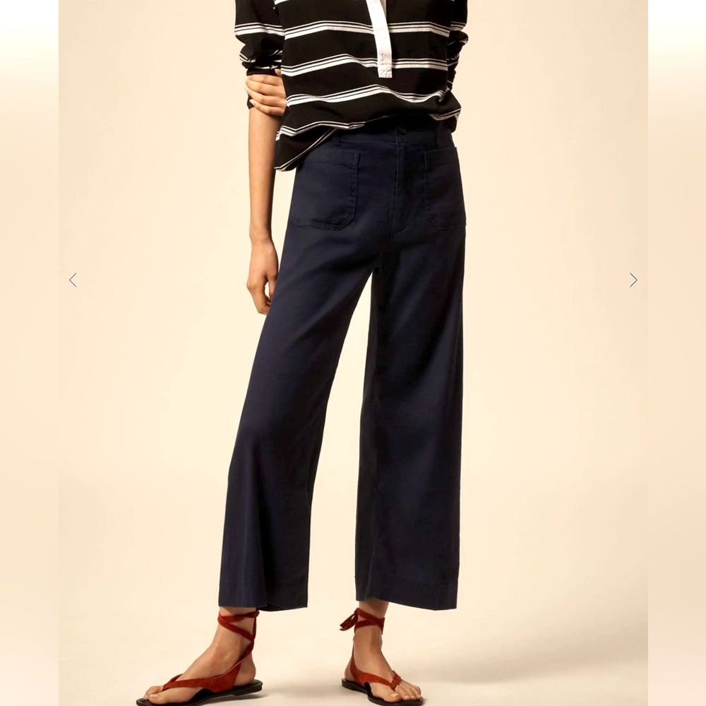 Anthropologie Navy Wide-Leg Pants Colette